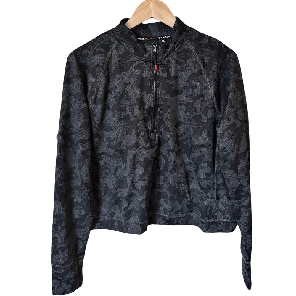 SPYDER Jacket Cropped Top Camouflage Half Zip Long Sleeves Fleece Lined XL NWT
